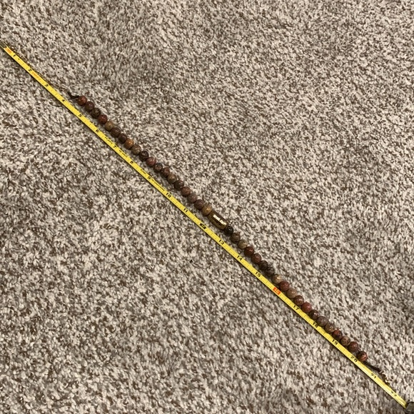 Stone Jasper Beaded Cross Necklace Boho Rustic - Picture 4 of 7